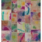 Patchwork Multi Pamuk Üzerine Yün El Dokuma Kilim-204x305