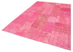 Patchwork Pembe Pamuk Üzerine Yün El Dokuma Kilim-200x300 - Görsel 3