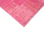 Patchwork Pembe Pamuk Üzerine Yün El Dokuma Kilim-200x300 - Görsel 4