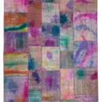 Patchwork Multi Pamuk Üzerine Yün El Dokuma Kilim-198x300