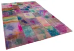Patchwork Multi Pamuk Üzerine Yün El Dokuma Kilim-198x300 - Görsel 2