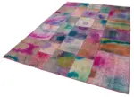 Patchwork Multi Pamuk Üzerine Yün El Dokuma Kilim-198x300 - Görsel 3