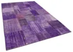 Patchwork Mor Pamuk Üzerine Yün El Dokuma Kilim-194x301 - Görsel 2