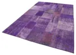Patchwork Mor Pamuk Üzerine Yün El Dokuma Kilim-194x301 - Görsel 3