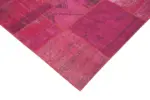 Patchwork Pembe Pamuk Üzerine Yün El Dokuma Kilim-204x302 - Görsel 4