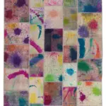 Patchwork Multi Pamuk Üzerine Yün El Dokuma Kilim-206x302