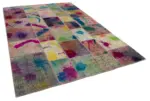 Patchwork Multi Pamuk Üzerine Yün El Dokuma Kilim-206x302 - Görsel 2
