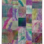 Patchwork Multi Pamuk Üzerine Yün El Dokuma Kilim-198x300