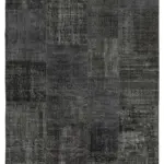 Patchwork Siyah Pamuk Üzerine Yün El Dokuma Kilim-193x300