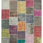 Patchwork Multi Pamuk Üzerine Yün El Dokuma Kilim-205x297