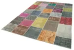 Patchwork Multi Pamuk Üzerine Yün El Dokuma Kilim-205x297 - Görsel 3
