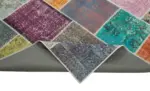 Patchwork Multi Pamuk Üzerine Yün El Dokuma Kilim-205x297 - Görsel 6