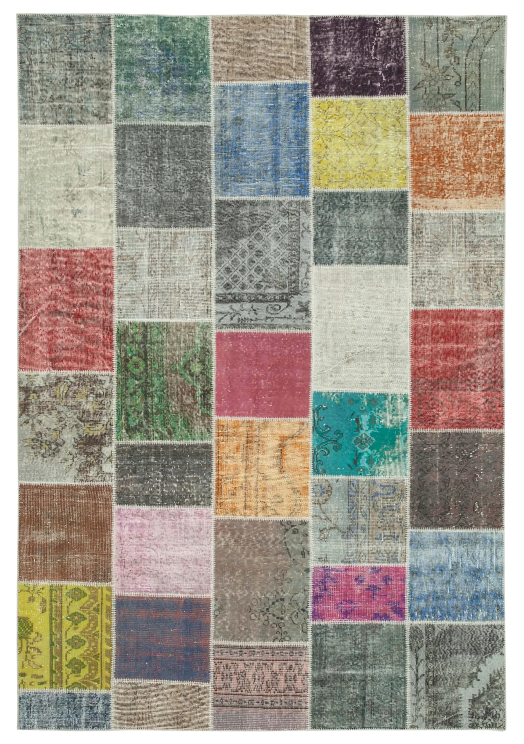 Rc_31444_0_Multicolor_Patchwork_Rugs Patchwork Multi Pamuk Üzerine Yün El Dokuma Kilim-205x301 - Görsel 1
