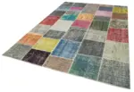 Patchwork Multi Pamuk Üzerine Yün El Dokuma Kilim-205x301 - Görsel 3