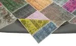 Patchwork Multi Pamuk Üzerine Yün El Dokuma Kilim-205x301 - Görsel 6