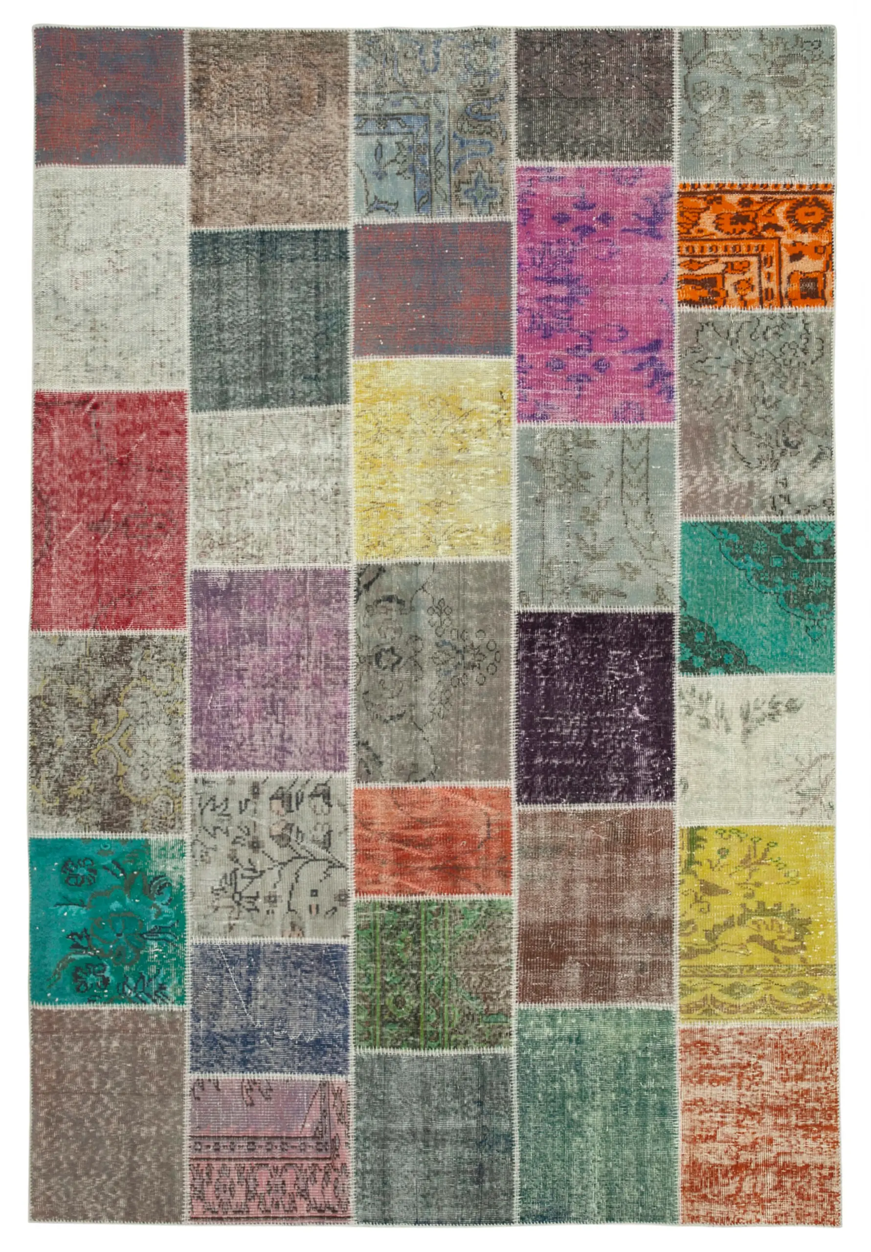 Rc_31445_0_Multicolor_Patchwork_Rugs Patchwork Multi Pamuk Üzerine Yün El Dokuma Kilim-204x301 - Görsel 1