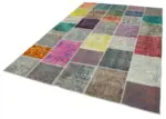 Patchwork Multi Pamuk Üzerine Yün El Dokuma Kilim-204x301 - Görsel 3
