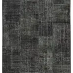 Patchwork Siyah Pamuk Üzerine Yün El Dokuma Kilim-193x299