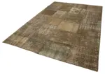Patchwork Kahverengi Pamuk Üzerine Yün El Dokuma Kilim-196x304 - Görsel 3