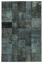 Patchwork Siyah Pamuk Üzerine Yün El Dokuma Kilim-200x300