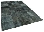 Patchwork Siyah Pamuk Üzerine Yün El Dokuma Kilim-200x300 - Görsel 2
