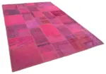 Patchwork Pembe Pamuk Üzerine Yün El Dokuma Kilim-208x304 - Görsel 2