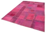 Patchwork Pembe Pamuk Üzerine Yün El Dokuma Kilim-207x304 - Görsel 3
