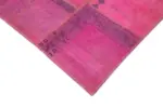 Patchwork Pembe Pamuk Üzerine Yün El Dokuma Kilim-207x304 - Görsel 4