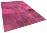 Patchwork Pembe Pamuk Üzerine Yün El Dokuma Kilim-208x306 - Görsel 2