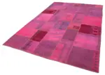 Patchwork Pembe Pamuk Üzerine Yün El Dokuma Kilim-208x306 - Görsel 3