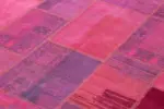 Patchwork Pembe Pamuk Üzerine Yün El Dokuma Kilim-208x306 - Görsel 5