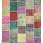Patchwork Multi Pamuk Üzerine Yün El Dokuma Kilim-205x300