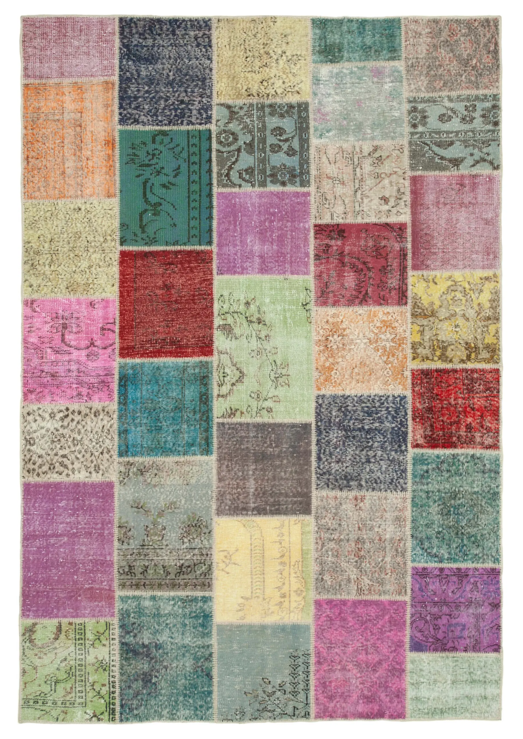 Rc_31466_0_Multicolor_Patchwork_Rugs Patchwork Multi Pamuk Üzerine Yün El Dokuma Kilim-205x300 - Görsel 1