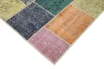 Patchwork Multi Pamuk Üzerine Yün El Dokuma Kilim-205x300 - Görsel 4