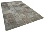 Patchwork Gri Pamuk Üzerine Yün El Dokuma Kilim-199x301 - Görsel 2