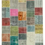 Patchwork Multi Pamuk Üzerine Yün El Dokuma Kilim-205x298