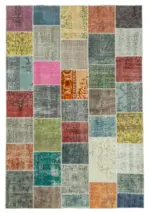 Patchwork Multi Pamuk Üzerine Yün El Dokuma Kilim-205x298