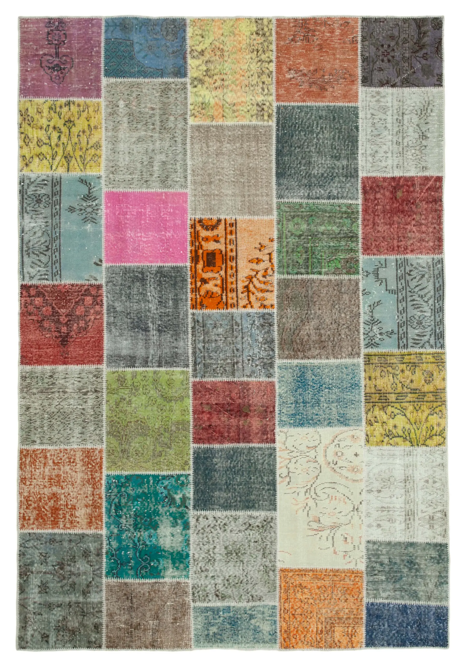 Rc_31483_0_Multicolor_Patchwork_Rugs Patchwork Multi Pamuk Üzerine Yün El Dokuma Kilim-205x298 - Görsel 1