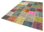 Patchwork Multi Pamuk Üzerine Yün El Dokuma Kilim-205x298 - Görsel 3