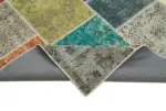 Patchwork Multi Pamuk Üzerine Yün El Dokuma Kilim-205x298 - Görsel 6
