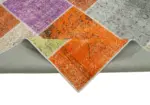 Patchwork Multi Pamuk Üzerine Yün El Dokuma Kilim-194x300 - Görsel 6