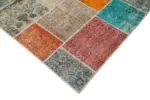 Patchwork Multi Pamuk Üzerine Yün El Dokuma Kilim-206x299 - Görsel 4