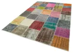 Patchwork Multi Pamuk Üzerine Yün El Dokuma Kilim-205x297 - Görsel 3