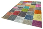 Patchwork Multi Pamuk Üzerine Yün El Dokuma Kilim-205x297 - Görsel 3