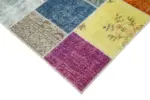 Patchwork Multi Pamuk Üzerine Yün El Dokuma Kilim-205x297 - Görsel 4