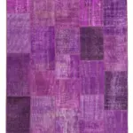 Patchwork Mor Pamuk Üzerine Yün El Dokuma Kilim-190x300