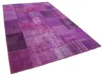 Patchwork Mor Pamuk Üzerine Yün El Dokuma Kilim-190x300 - Görsel 2