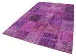 Patchwork Mor Pamuk Üzerine Yün El Dokuma Kilim-190x300 - Görsel 3