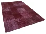 Patchwork Kırmızı Pamuk Üzerine Yün El Dokuma Kilim-199x300 - Görsel 2