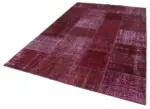 Patchwork Kırmızı Pamuk Üzerine Yün El Dokuma Kilim-199x300 - Görsel 3